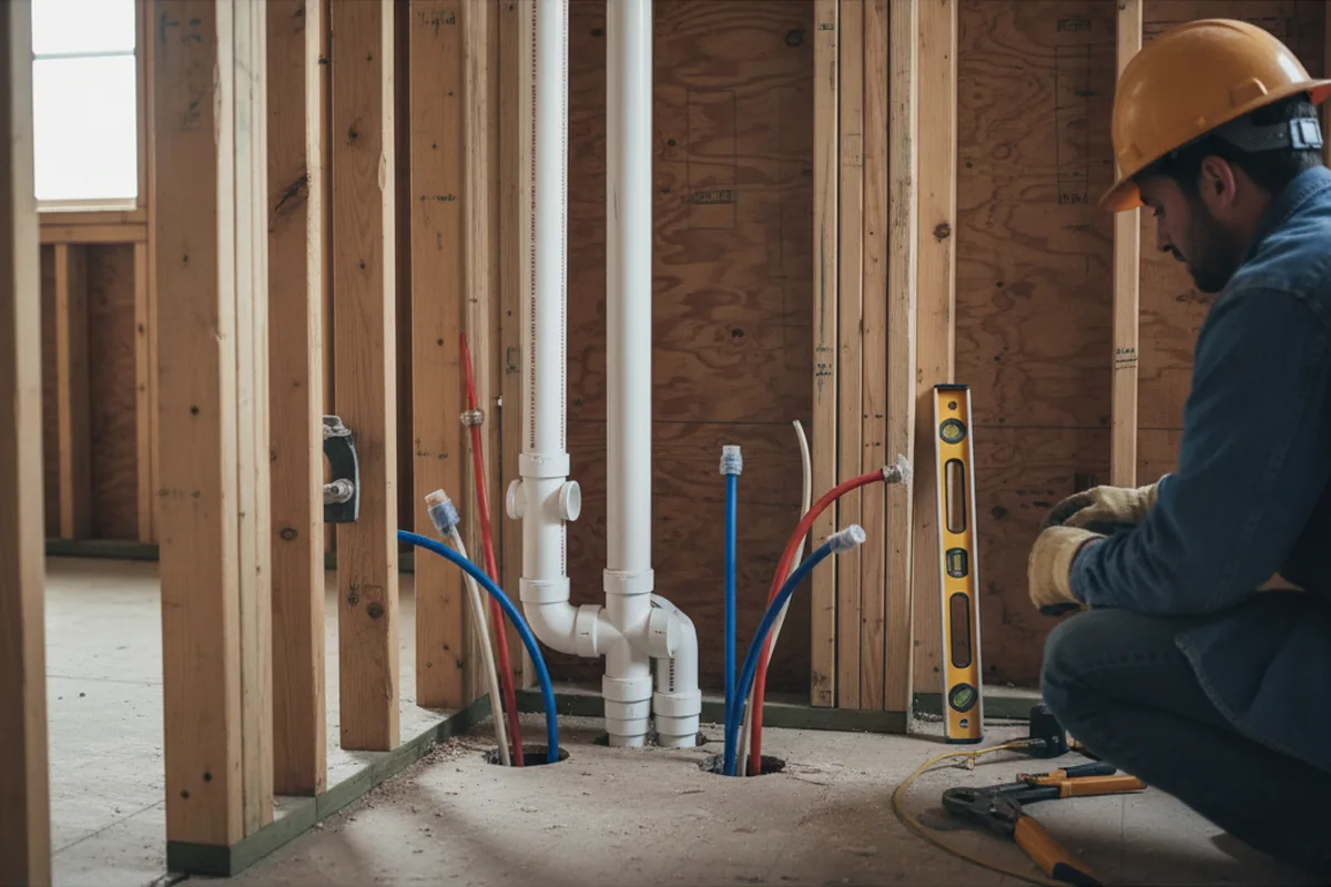 Drain and supply rough-in during Drain Cleaning in Broadview